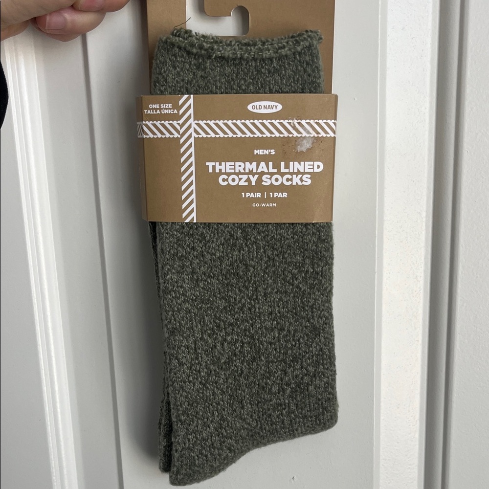 Old Navy Olive Green Men's One Size Thermal Lined Cozy Socks